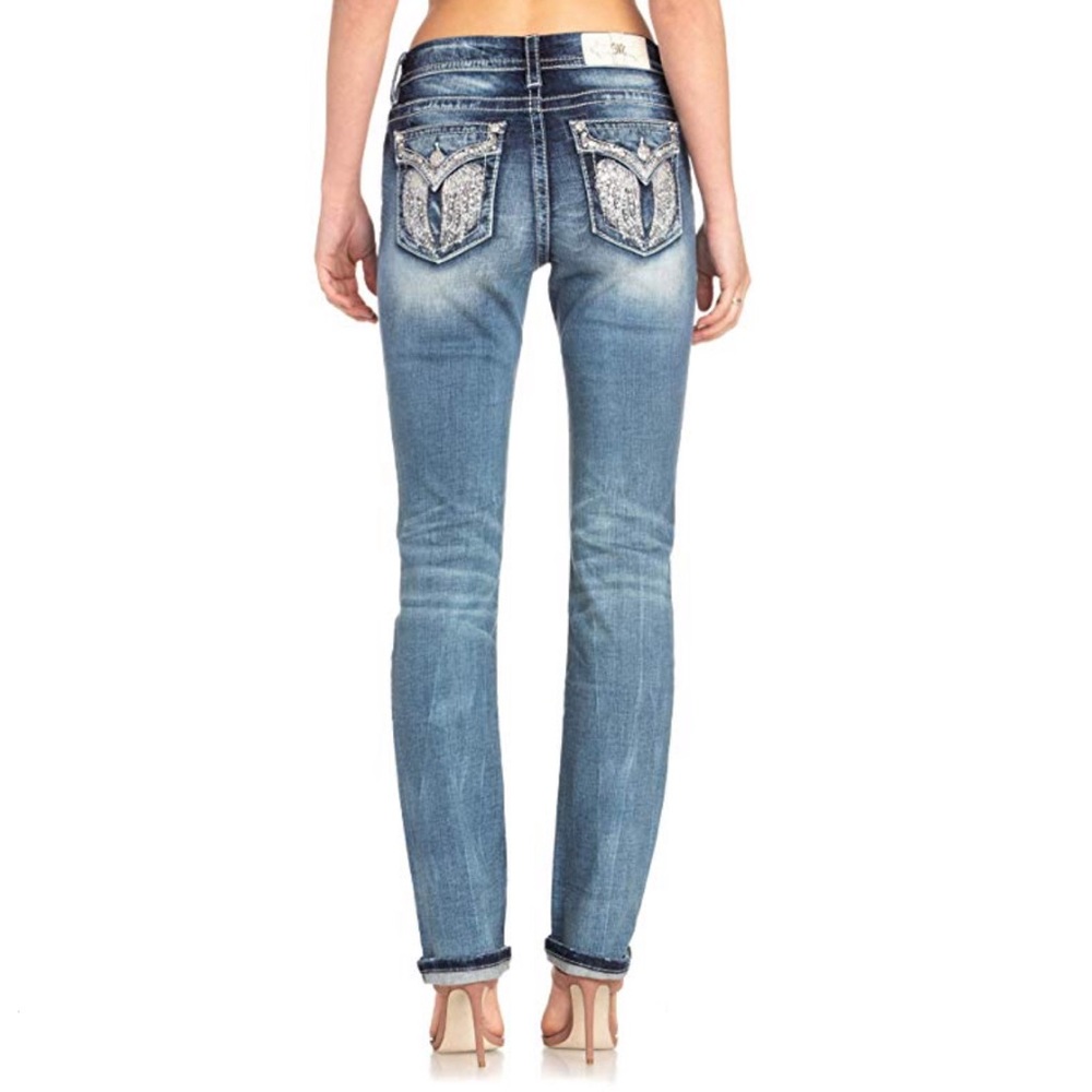 Miss Me Angel Wings Embellished Easy Straight - Picture 3 of 5